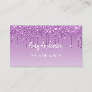 Custom Purple Dripping Glitter Business Card