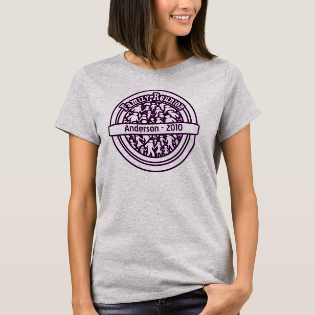 Custom Purple Family Reunion Family Name & Year T-Shirt (Front)