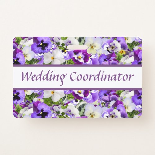 Custom Purple Floral Bridal or Wedding Coordinator Badge