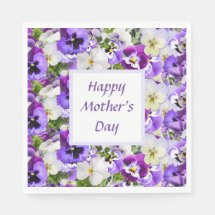 Custom Purple Floral Happy Mother's Day Napkins