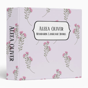 Custom Purple Floral Pattern Personalized Binder