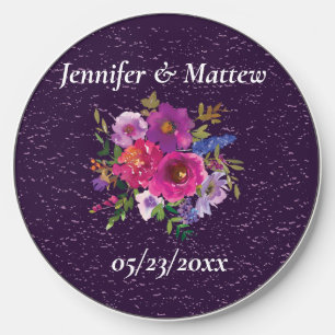 Custom Purple Floral Wedding Wireless Charger