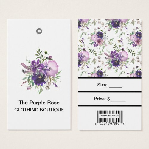 Custom Purple Flowers Price Tags with Bar Code