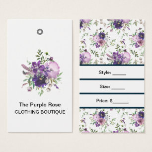 Custom Purple Flowers Price Tags with Bar Code