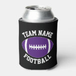 Custom Purple Football Team Name Personalized Text Can Cooler at Zazzle