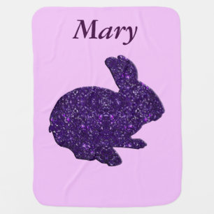 Custom Purple Glitter Silhouette Rabbit Blanket