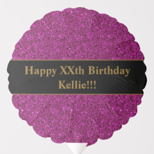 Custom Purple Glitter With Message Birthday Party Balloon