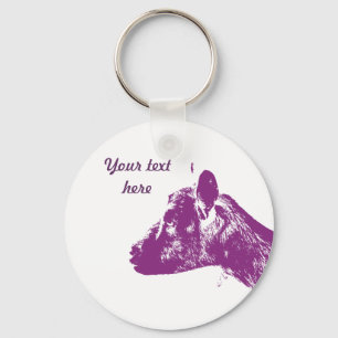 Custom Purple Goat Lover Pop Art Design Keychain