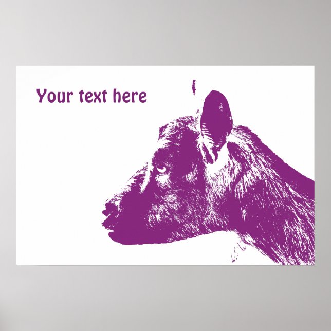 Custom Purple Goat Lover Pop Art Design Poster (Front)