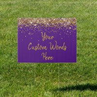Custom Purple Gold Birthday Party Graduation Yard