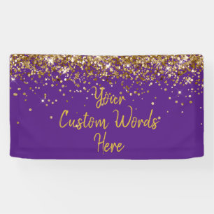 Custom Purple Gold Birthday Party Photo Booth Prop Banner