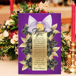 Custom Purple &amp; Gold Floral Wedding Anniversary Thank You Card