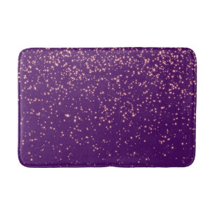 Custom Purple Gold Glitter Confetti Personalized Bath Mat