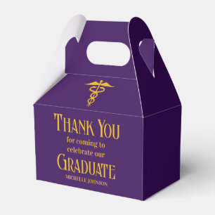 Custom Purple Gold Medical School Graduation Party Favor Boxes