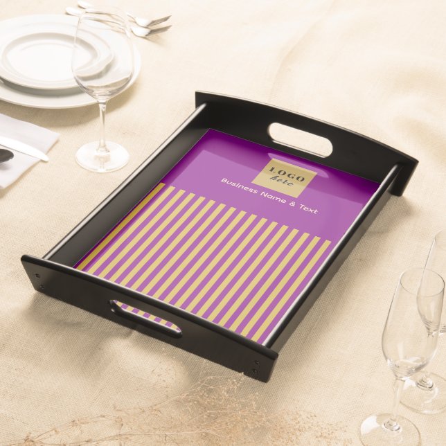 Custom Purple & Gold Stripe  Serving Tray (Front)