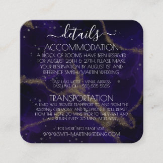 Custom Purple Gold Vein Alcohol Ink Details Enclosure Card