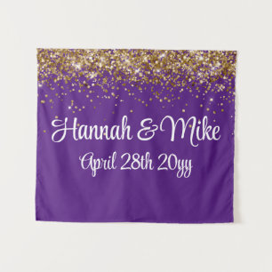 Custom Purple & Gold Wedding Backdrop Photo Booth