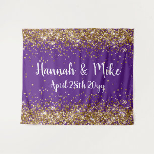 Custom Purple & Gold Wedding Backdrop Photo Booth