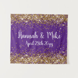 Custom Purple & Gold Wedding Backdrop Photo Booth