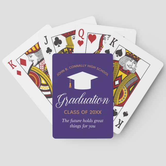 Custom Purple Graduation 2026 Graduate Gift Poker Cards (Back)