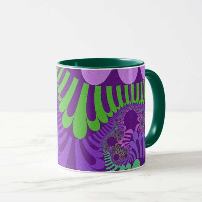 Custom Purple Green Mod Coffee Mug (Front Right)