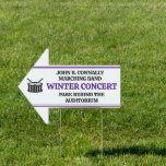 Custom Purple High School Band Concert Arrow Yard Sign