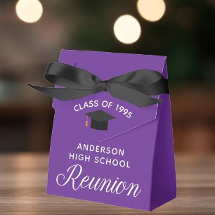 Custom Purple High School Reunion Party Favor Boxes