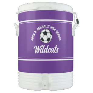 Custom Purple High School Soccer Team Beverage Cooler