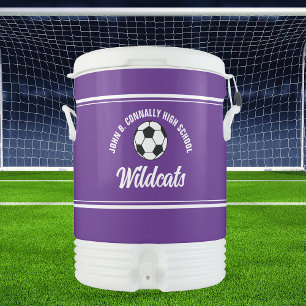 Custom Purple High School Soccer Team Beverage Cooler