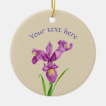 Custom Purple Iris Botanical Floral Art Ceramic Ornament at Zazzle