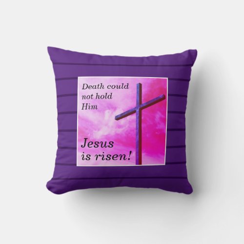 Custom Purple JESUS IS RISEN Easter Throw Pillow