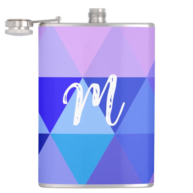 Custom Purple Kaleidoscope Triangle Shape Flask (Opened)