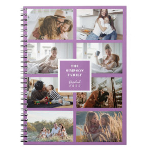 Custom Purple Lavender INSTA Family Photo Collage Notebook