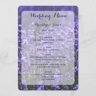 Custom Purple Lavender Wedding Menu