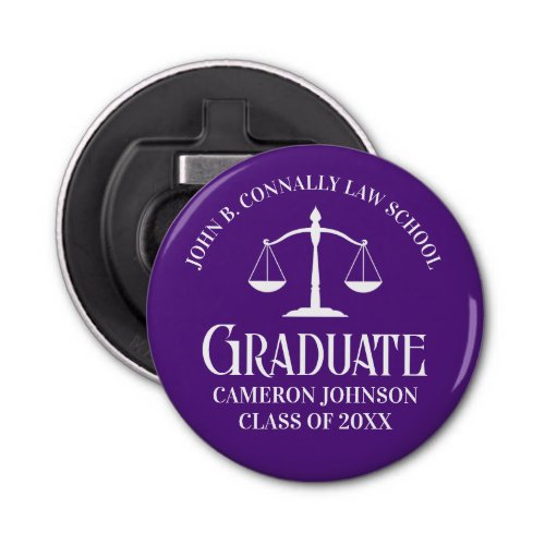 Custom Purple Law School Graduation Keepsake Bottle Opener