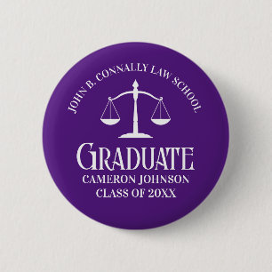 Custom Purple Law School Graduation Keepsake Button