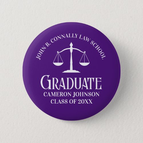 Custom Purple Law School Graduation Keepsake Button