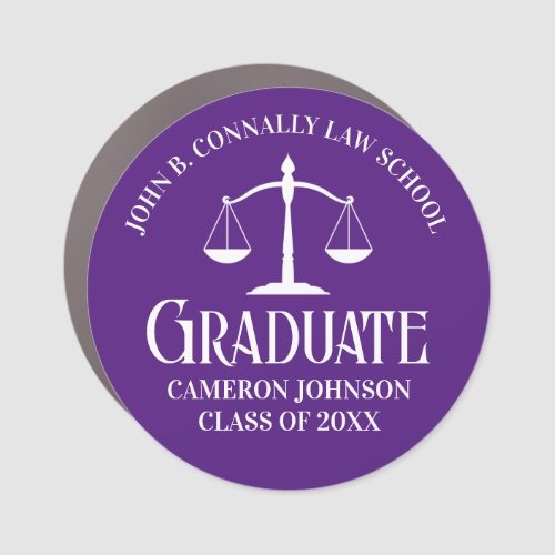 Custom Purple Law School Graduation Keepsake Car Magnet