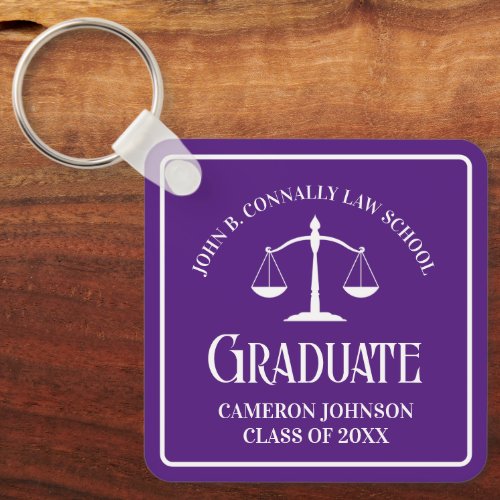 Custom Purple Law School Graduation Keepsake Keychain