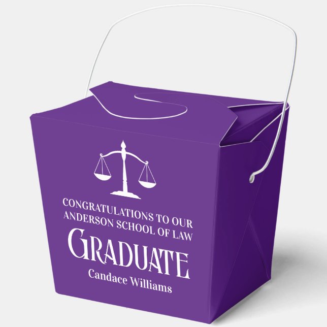 Custom Purple Law School Graduation Party Fortune Favor Boxes (Front)
