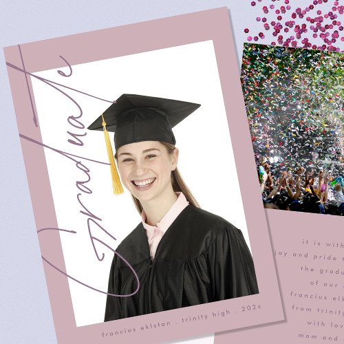 Custom Purple Lilac Photo High School Graduation Announcement