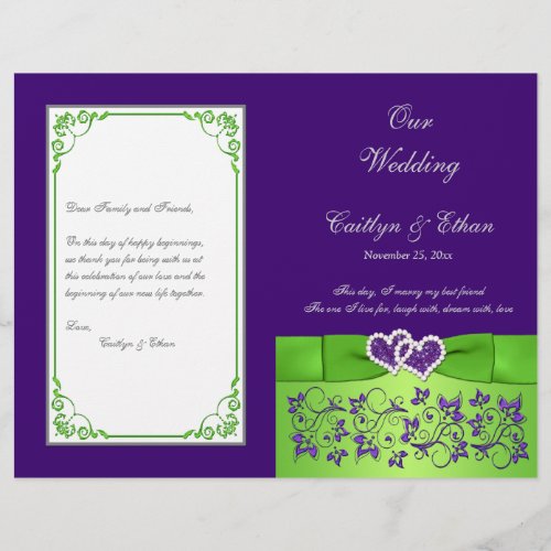 Custom Purple Lime Gray Wedding Program