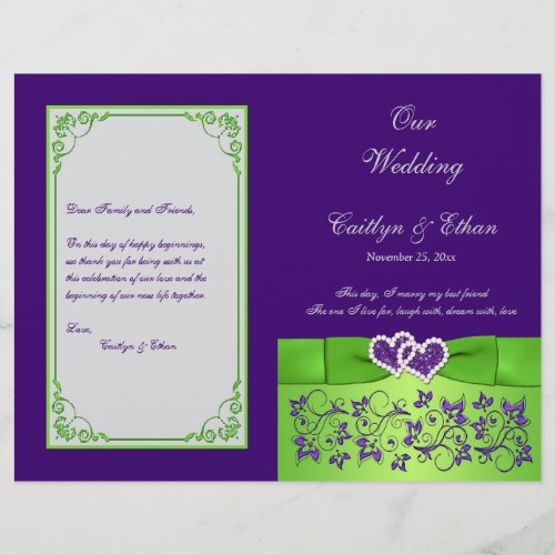 Custom Purple Lime Gray Wedding Program 2