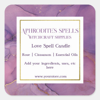 Custom Purple Marbleized Witchcraft Label