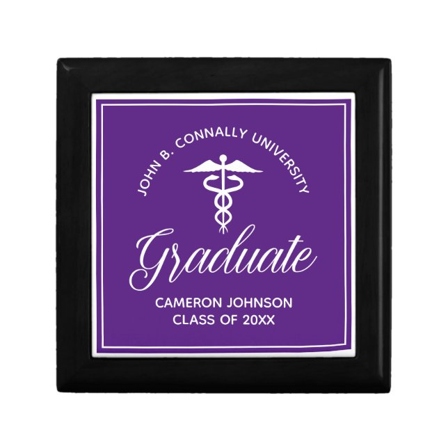 Custom Purple Medical School Graduation Gift Box (Front)
