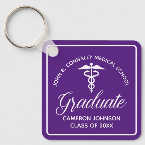 Custom Purple Medical School Graduation Keepsake Keychain