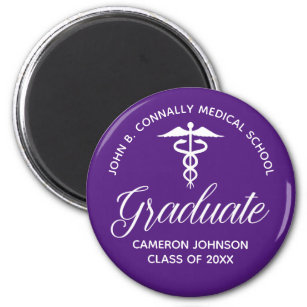 Custom Purple Medical School Graduation Keepsake Magnet