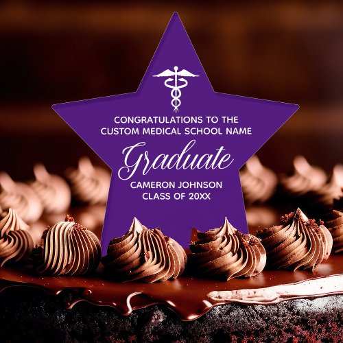Custom Purple Medical School Graduation Party Cake Topper