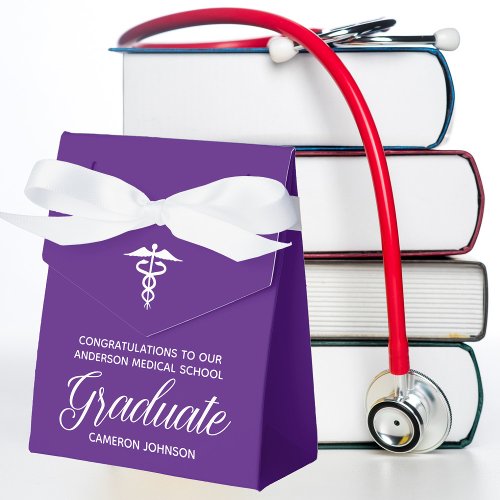 Custom Purple Medical School Graduation Party Favor Boxes