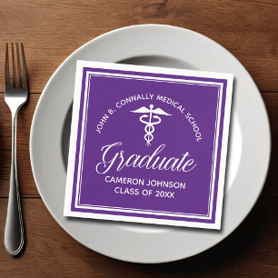 Custom Purple Medical School Graduation Party Napkins